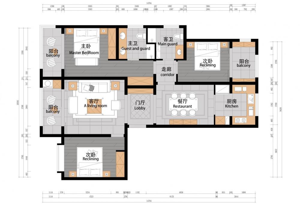 融創中心155平新古典風格裝修設計圖