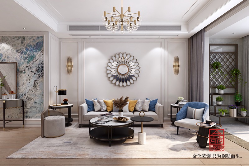 融創中心180平米裝修-輕奢風格-客廳