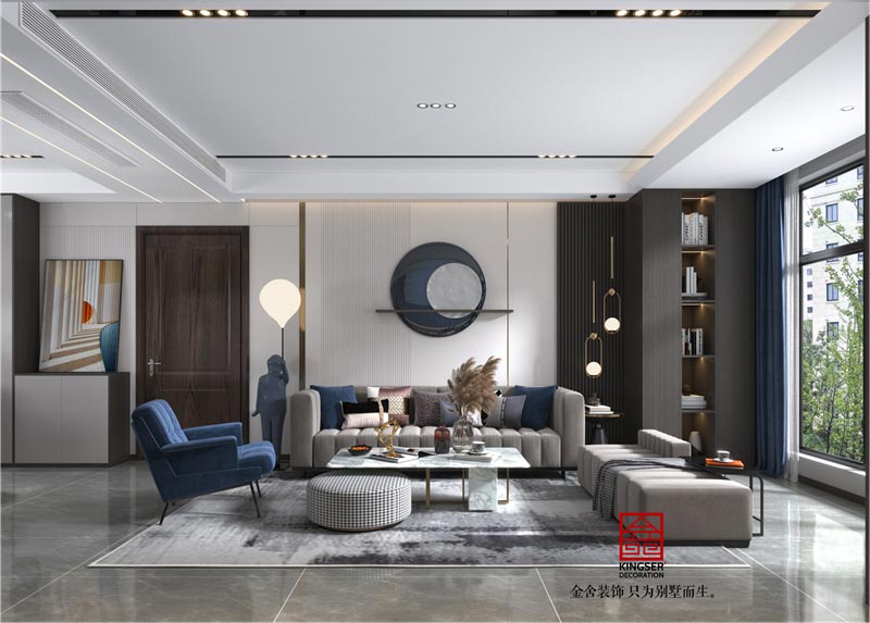 融創(chuàng)中心127平米現(xiàn)代輕奢風格裝修設計