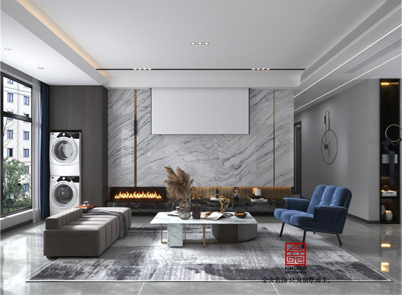 融創(chuàng)中心127平米現(xiàn)代輕奢風格裝修設計