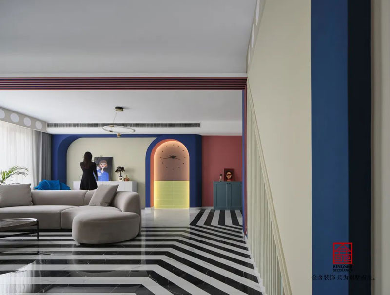 秀水名邸120㎡孟菲斯風格裝修設計