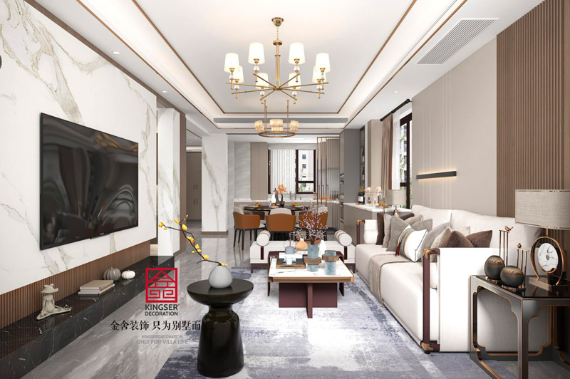 九里晴川上疊現(xiàn)代風格效果圖-客廳