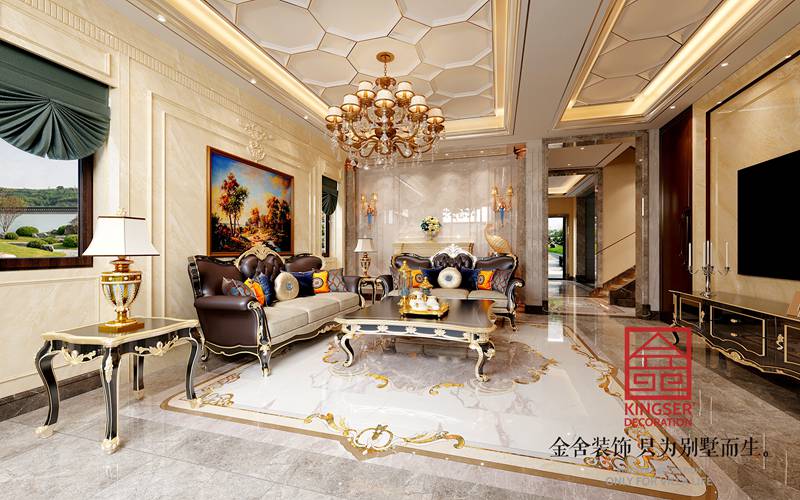 衡水漢王府別墅裝修520平現代法奢風格效果圖