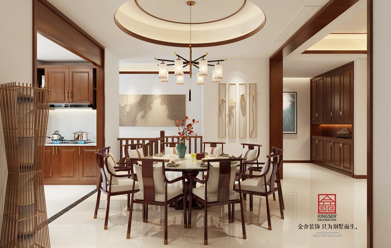 御河上院中式風格別墅裝修設(shè)計-餐廳