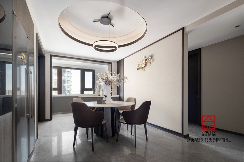榮盛華府現(xiàn)代輕奢風格餐廳裝修實景